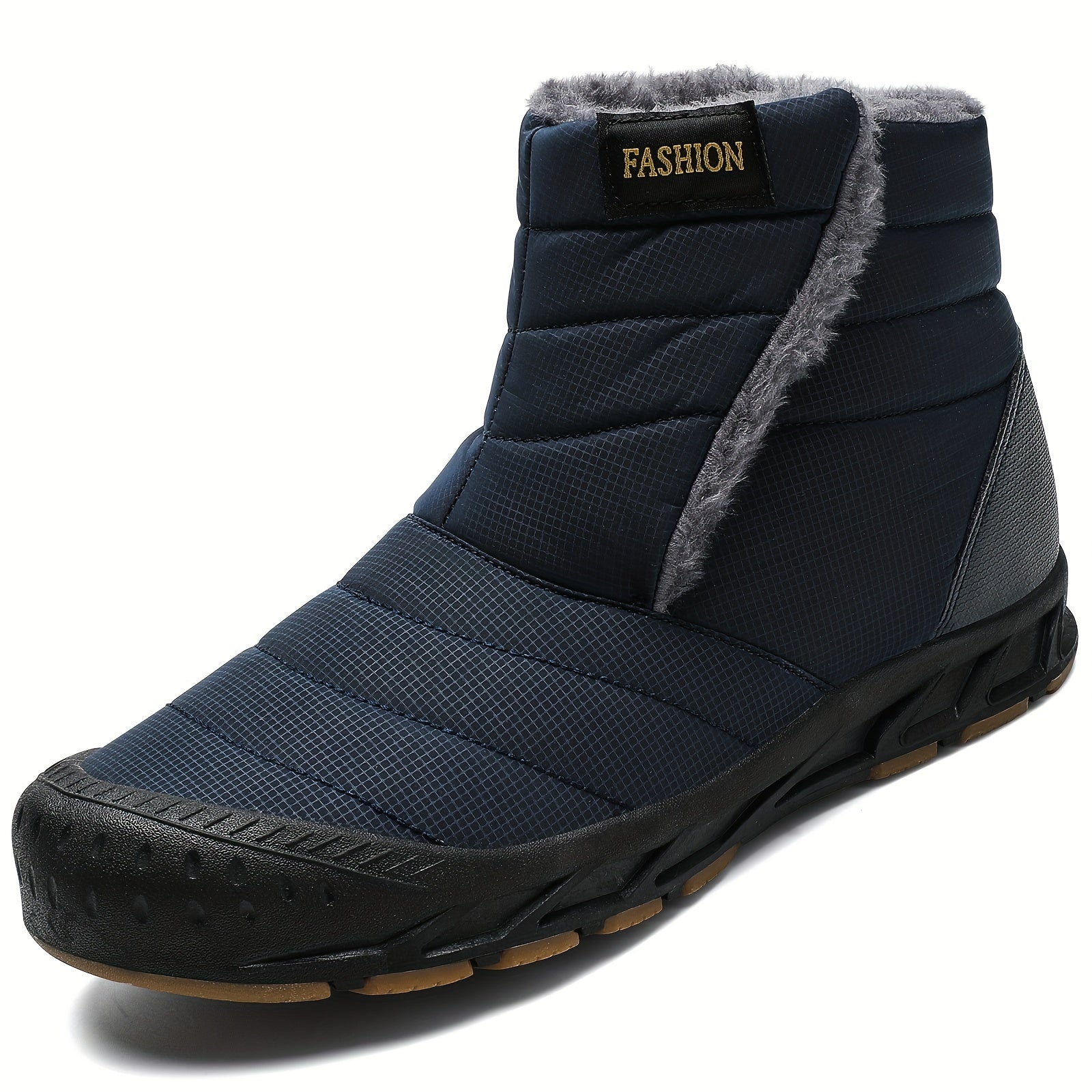Men's Winter Snow Boots Slip On Outdoor Water Resistant Boot Warm Faux Fur Lined