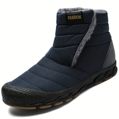 Men's Winter Snow Boots Slip On Outdoor Water Resistant Boot Warm Faux Fur Lined