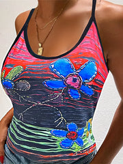 Flower Print Cami Top Sleeveless Summer Top