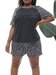 Graphic Print Top & Shorts Pajama Set