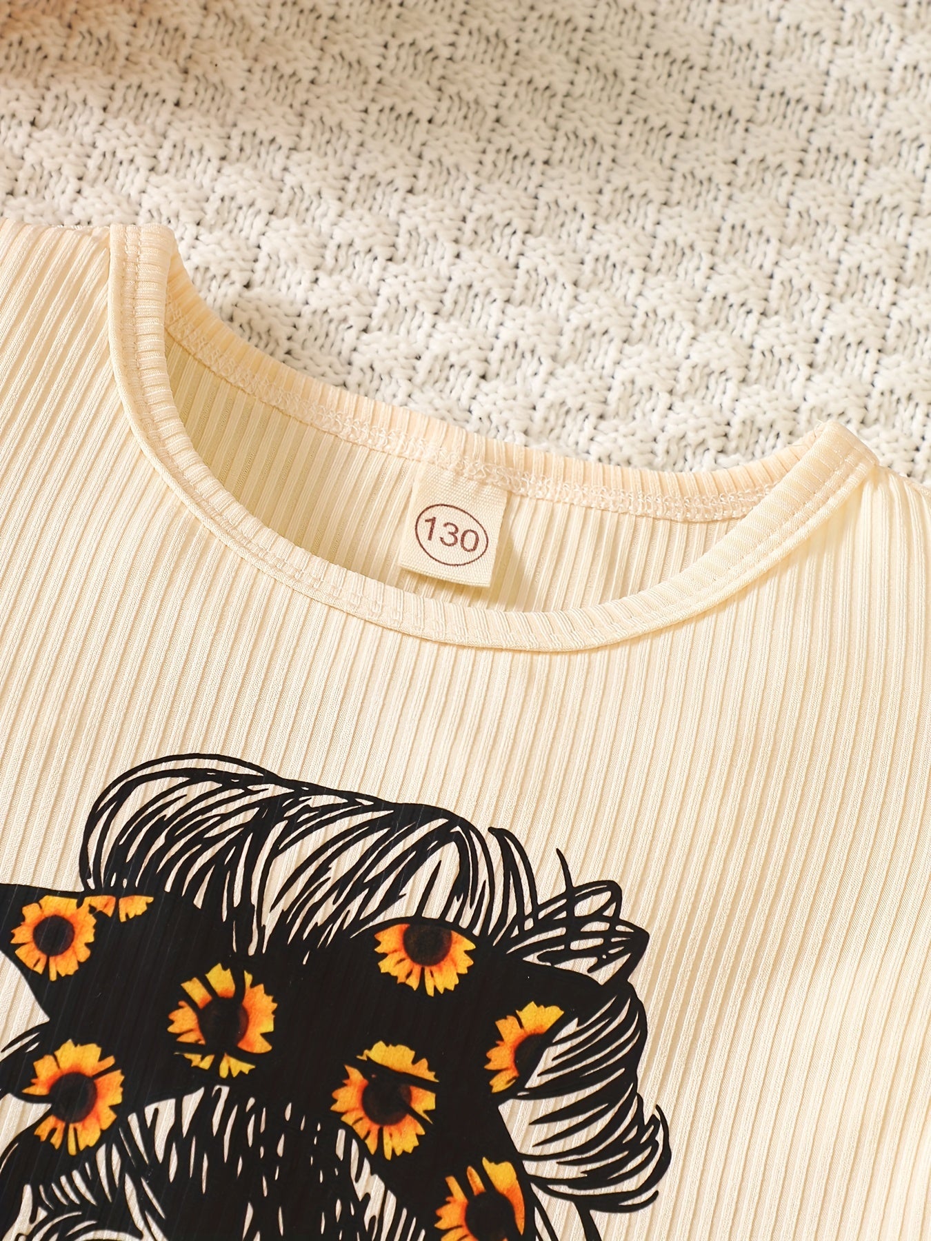 Girls 2 Piece Sunflower Graphic Tee with Shorts Set
