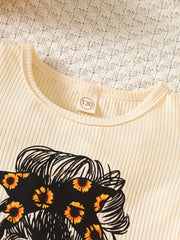 Girls 2 Piece Sunflower Graphic Tee with Shorts Set