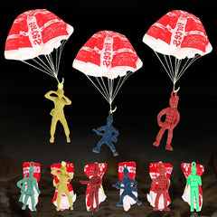 28pcs Parachute Toy Throw Toy Outdoor Game Military Action Figures Random Colors