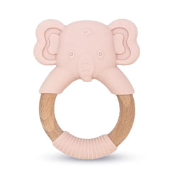 Silicone Baby Teether Toy with Natural Beech Wood Handle