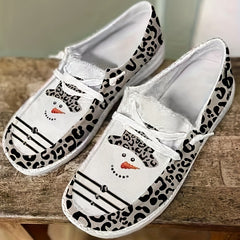 Christmas Snowman Pattern Flat Shoes Lightweight And Comfortable
