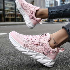 Mesh Letter Printed Sports Shoes, Lace Up Low Top Running Sneakers