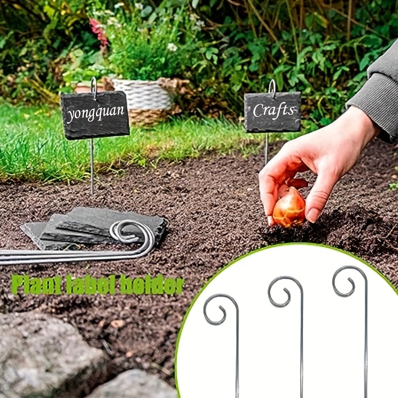 20pcs Stainless Steel Stake Hooks for Plant Labels - Weather Resistant