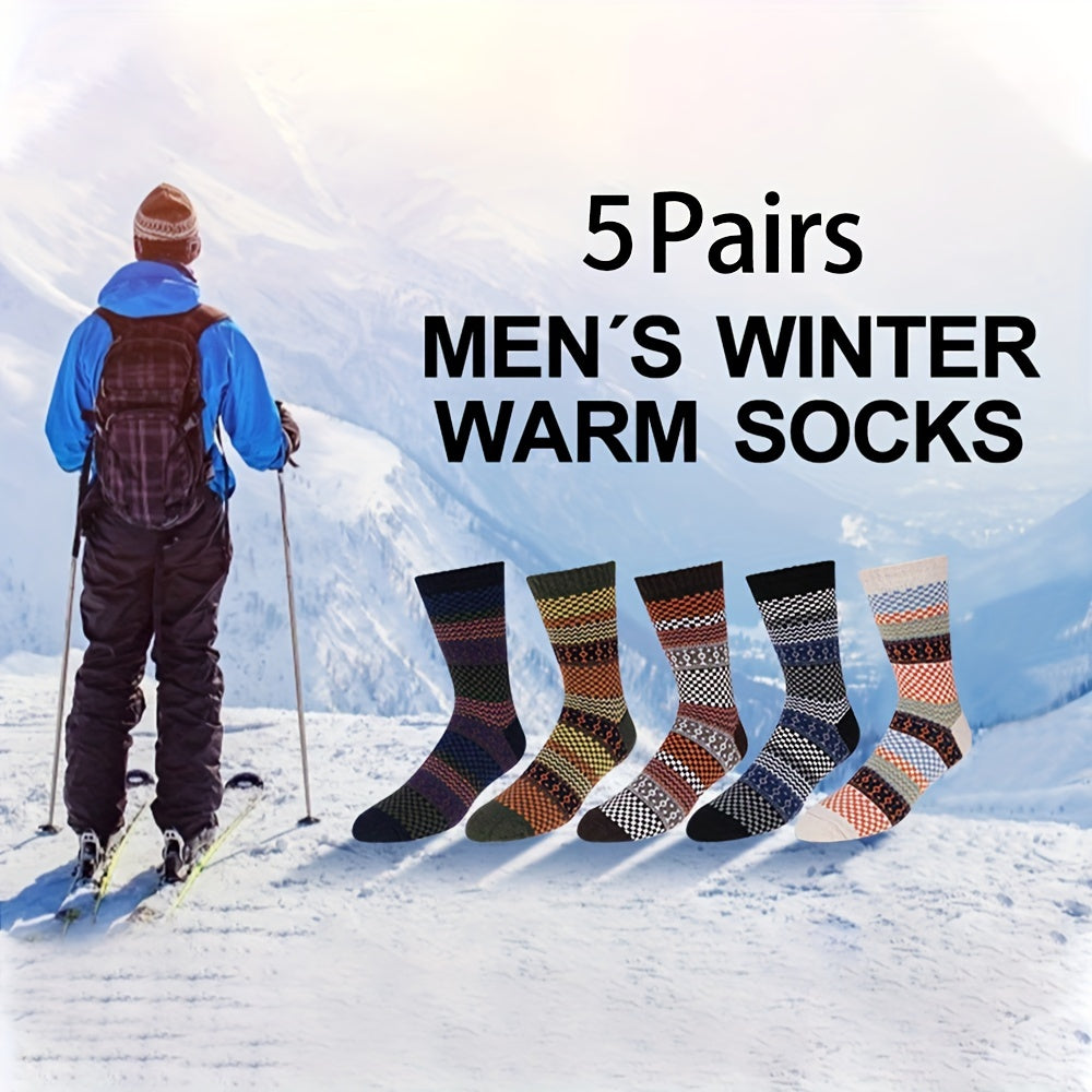 6 Pairs Winter Casual Wool Warm Mid calf Socks Men Women