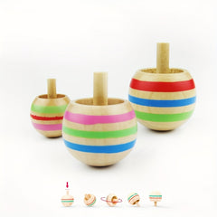 3pcs Colorful Wooden Top Spinners Set for Kids Educational and Fun Desktop Toy