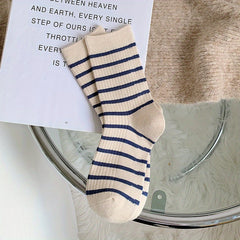Striped Sports Socks Breathable College Style Women's Stockings
