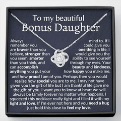 Bonus Daughter CZ Knot Necklace Message Card Birthday