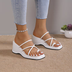 Women's Wedge Sandals Cross Strap Platform Slide Sandals