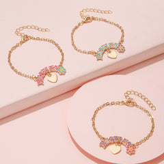 3pcs Girls BFF Love Flower Chain Bracelet