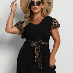 Leopard Print Mini Dress Women's Boho Mini Dress