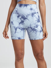 Tie Dye Gym Sports Shorts Women High Waist Running Workout Activewear