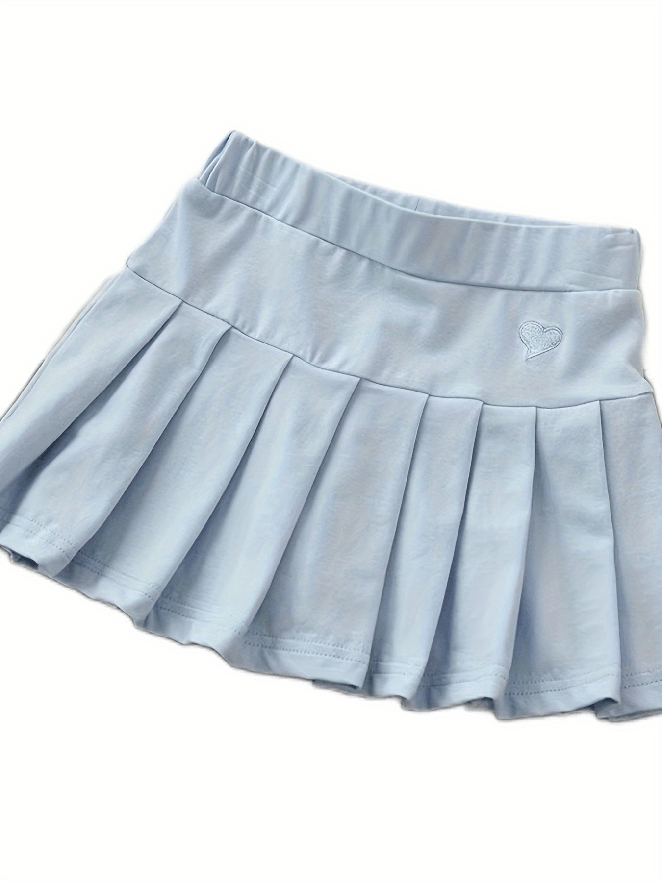 Girls Heart Embroidered Flare Skirt With Shorts for Kids
