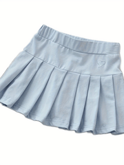 Girls Heart Embroidered Flare Skirt With Shorts for Kids