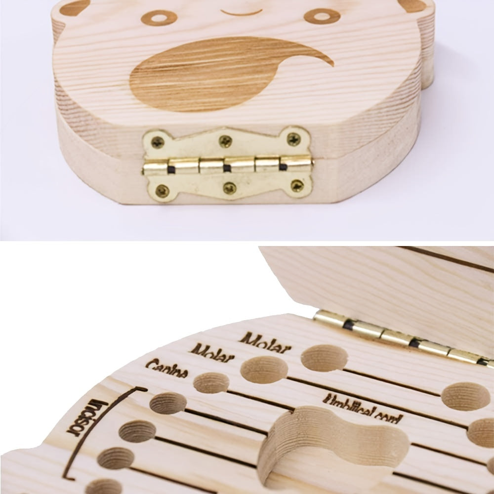 Baby Teeth Keepsake Box Wooden Corrosion Resistant Durable 12x4x1.2in