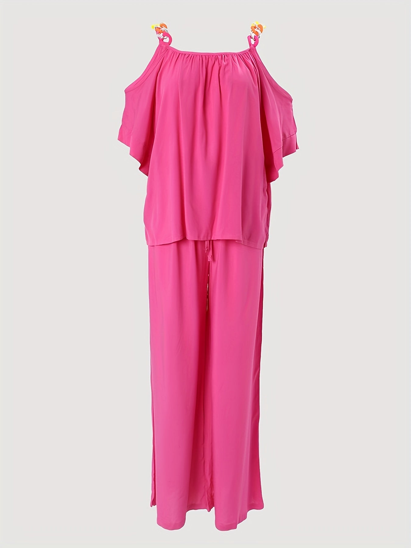 Cold Shoulder Top & Wide Leg Pants Set