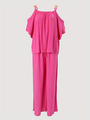 Cold Shoulder Top & Wide Leg Pants Set