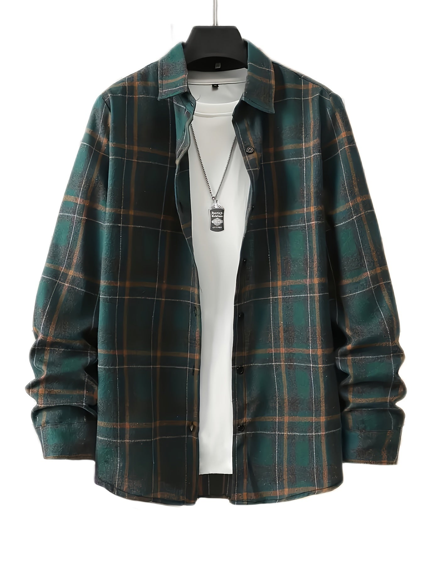 Men's Plaid Long Sleeve Shirt for Spring Autumn
