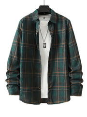 Men's Plaid Long Sleeve Shirt for Spring Autumn