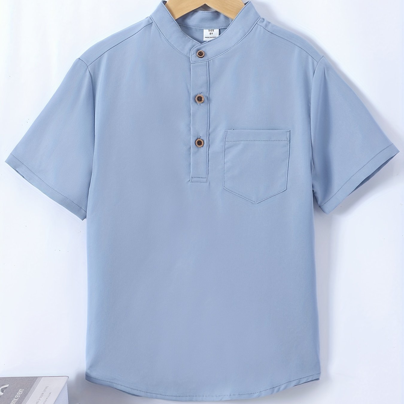 Boys Plain Shirt Casual Short Sleeve Top For Summer Kids