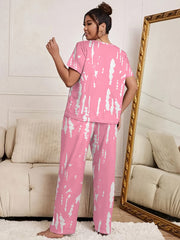 Tie Dye Short Sleeve Top & Pants Pajama Set
