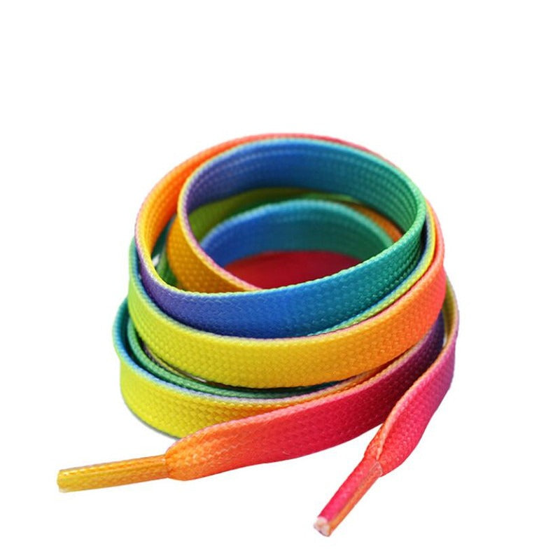 Colorful Rainbow Print Flat Canvas Shoe Laces 43 31''