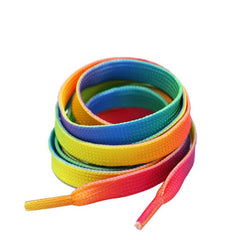 Colorful Rainbow Print Flat Canvas Shoe Laces 43 31''