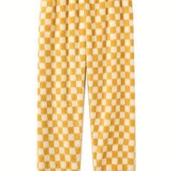 Women's Plus Checkered Print Flannel Warm Home Wear Pants