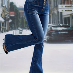 High Waist Flared Jeans Bell Bottom Denim Pants Women's Clothing