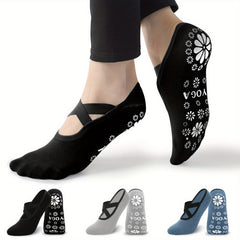 3 Pairs Non Slip Cross Strap Yoga Socks for Women