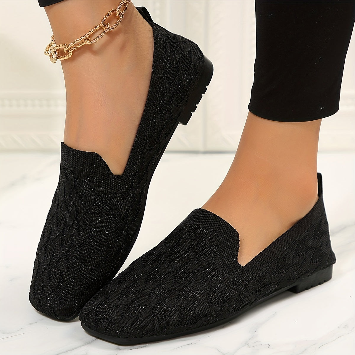 Women's Mesh Sneakers Breathable Square Toe Lightweight Walking Shoes