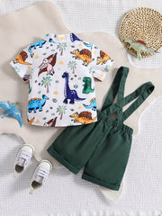2pcs Dinosaur Shirts & Bow Tie Set for Boys