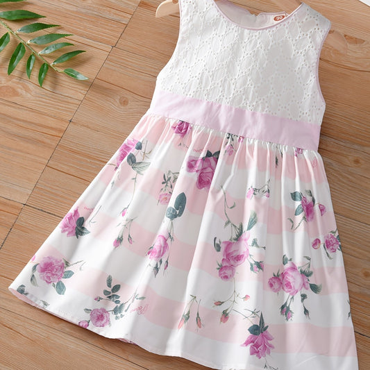 Sleeveless Rose Print Summer Dress for Toddler Girls