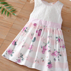 Sleeveless Rose Print Summer Dress for Toddler Girls