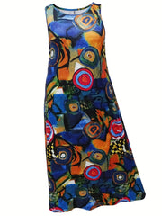 Abstract Painting Print Maxi Tank Dress Plus Size
