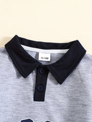 Boys Lapel Long Sleeve Sweatshirt Trousers Set
