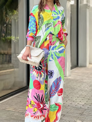 Tropical Print Shirt & Pants Set
