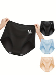 3pcs Letter Print Briefs Stretchy Intimates Panties Women's Lingerie