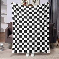 Plaid Flannel Blanket Soft Warm Bed Sofa Camping