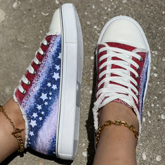 Women's Star Pattern Canvas Shoes Casual Lace Up Outdoor Shoes Lightweight