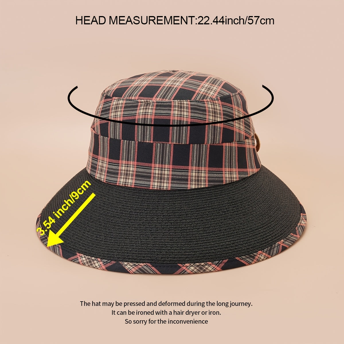 Plaid Sunshade Fisherman Hat Spring Autumn Retro Literary Outdoor Basin Hat