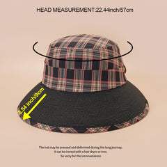 Plaid Sunshade Fisherman Hat Spring Autumn Retro Literary Outdoor Basin Hat