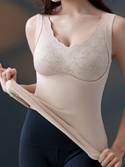 Lace Trim Thermal Top Sleeveless Sleepwear Women's Lingerie