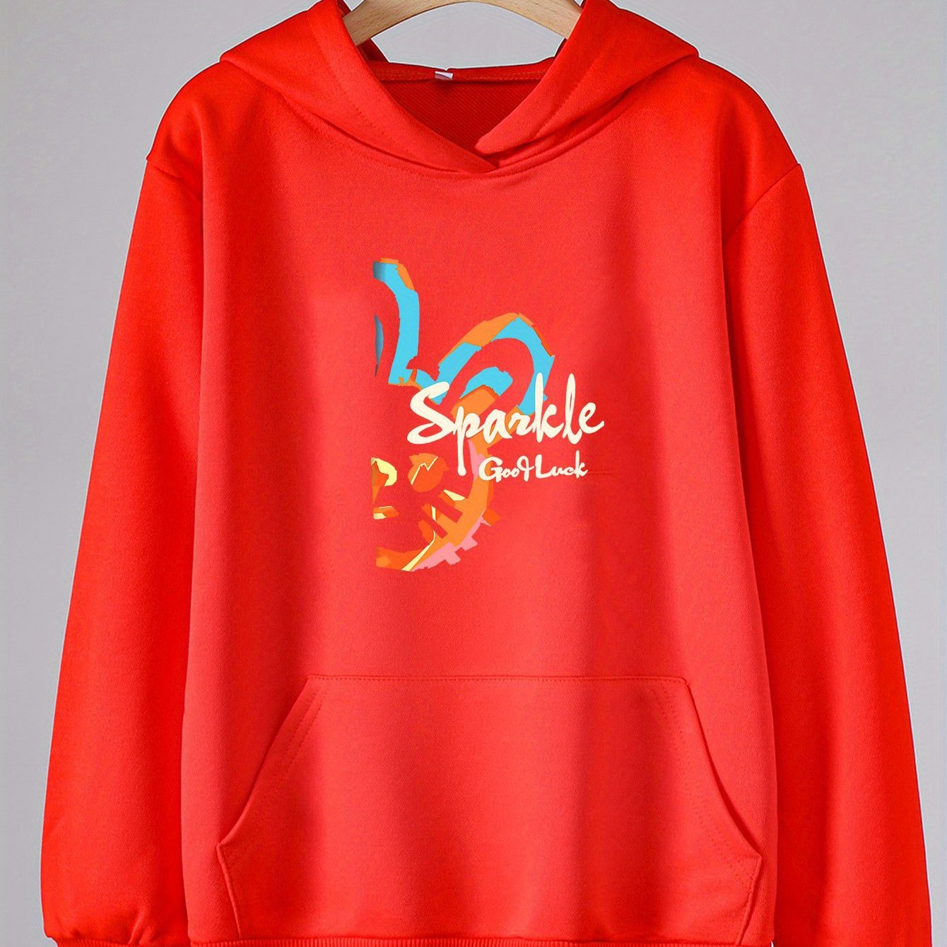 Sparkle Print Hoodie For Girls Kids Casual Pullover Hooded Long Sleeve Top