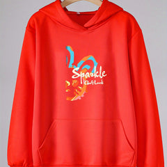 Sparkle Print Hoodie For Girls Kids Casual Pullover Hooded Long Sleeve Top
