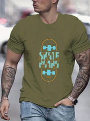 Skateboard Print Men's Graphic Tee for Summer