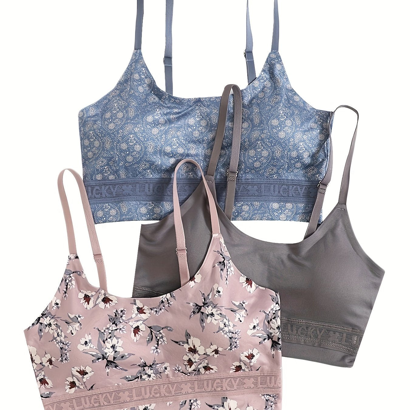 3pcs Seamless Wireless Padded Cami Bra Mixed Pattern Pack